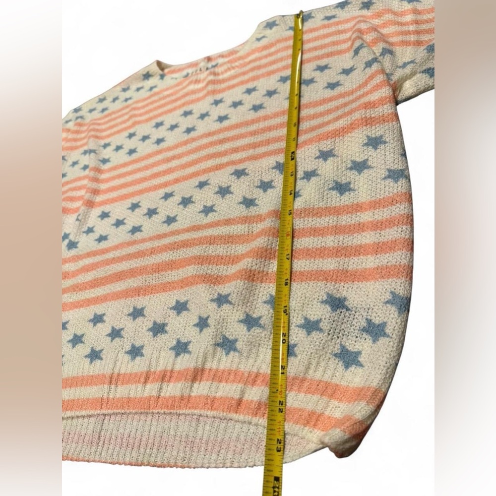 POL American Flag Sweater Stars Stripes Lightweight Knit Oversized Boho medium - Picture 6 of 6